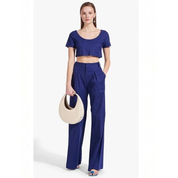 STAUD Tango Navy Blue Crop Short Sleeve Top Size XS NEW NWT - Picture 3 of 8